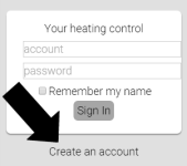 The create account screen