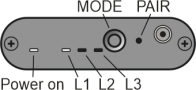 Front pf gateway. Lights: power on, L1, L2, L3. MODE button and PAIR hole.